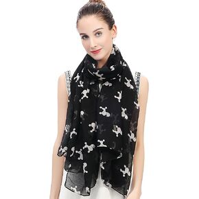 Lina & Lily Poodle Dog Print Women's Scarf Shawl Wrap Lightweight