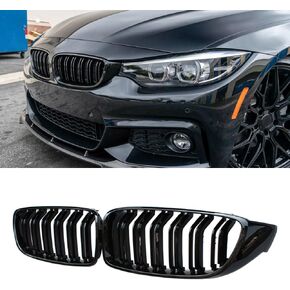 MAXDOM Replacement Front Upper Grill Fit for BMW (2014-2020) 4 Series F32 F33 F36 (2015-2019) F80 M3 F82 M4 – Gloss Black Double Slats ABS Grille