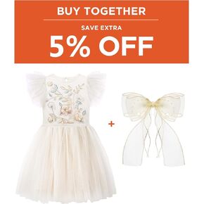 Tutu Dress for Girls Embroidered Tulle Dress Tiered Layered Flower Toddler Dress Bundle with Hair Clips for Girls Adorable Tulle Girls Hair Bows with Alligator Clips Toddler Hair Accessories