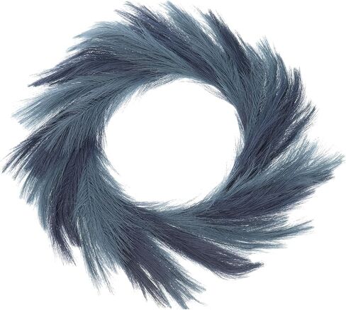 MECCANIXITY Pampas Grass Wreath Dark Blue,Bright Blue 26 Inch Faux Pampas Wreath for Front Door Artificial Pampas Wreath for Farmhouse Wall Decor in Saudi Arabia