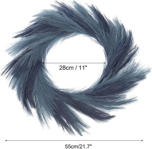 MECCANIXITY Pampas Grass Wreath Dark Blue,Bright Blue 26 Inch Faux Pampas Wreath for Front Door Artificial Pampas Wreath for Farmhouse Wall Decor in Saudi Arabia
