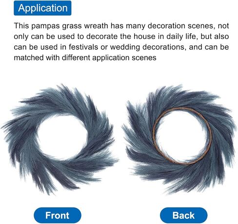 MECCANIXITY Pampas Grass Wreath Dark Blue,Bright Blue 26 Inch Faux Pampas Wreath for Front Door Artificial Pampas Wreath for Farmhouse Wall Decor in Saudi Arabia