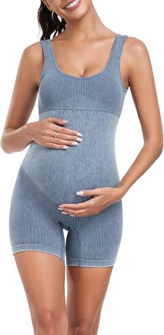 EastElegant Maternity Seamless Yoga Jumpsuits Women's One Piece Workout Bodysuits Ribbed Square Neck Romper in Saudi Arabia