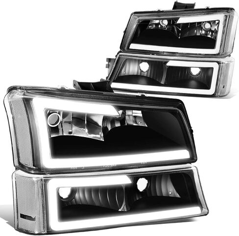 DNA MOTORING HL-LB-CSIL03-BK-SM-CL1-A Black Housing LED DRL Headlight Bumper Light Set Compatible with 03-06 Chevy Silverado/Avalanche in Saudi Arabia