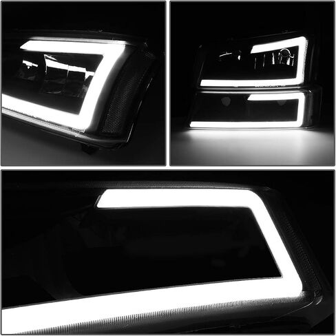 DNA MOTORING HL-LB-CSIL03-BK-SM-CL1-A Black Housing LED DRL Headlight Bumper Light Set Compatible with 03-06 Chevy Silverado/Avalanche in Saudi Arabia