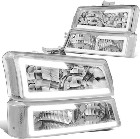 DNA MOTORING HL-LB-CSIL03-BK-SM-CL1-A Black Housing LED DRL Headlight Bumper Light Set Compatible with 03-06 Chevy Silverado/Avalanche in Saudi Arabia