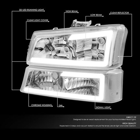 DNA MOTORING HL-LB-CSIL03-BK-SM-CL1-A Black Housing LED DRL Headlight Bumper Light Set Compatible with 03-06 Chevy Silverado/Avalanche in Saudi Arabia
