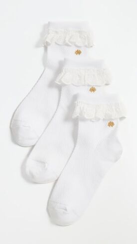 Lele Sadoughi Women's Set of 3 Cindy Ruffle Socks in Saudi Arabia