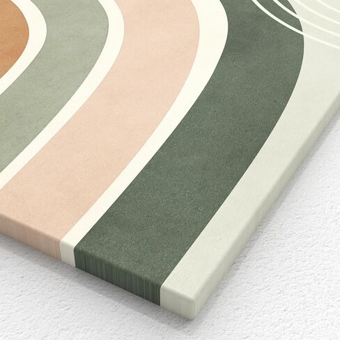 Boho Wall Art Set of 3 Mid Century Modern Wall Decor Abstract Geometric Prints Black Green Plant Sun Natural Framed Canvas Prints Artwork Ready To Hang for Living Room Bathroom Bedroom 12x16inch in Kuwait