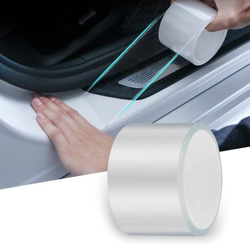 قطعة واحدة من شريط عتبة باب السيارة، ملصق شفاف غير مرئي مضاد للتصادمات، ملصق مضاد للخطوات بطول 32.8 قدم، ملصق حماية الدواسة، مناسب لمعظم السيارات (أبيض) in Kuwait