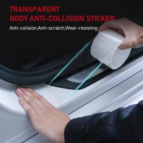 قطعة واحدة من شريط عتبة باب السيارة، ملصق شفاف غير مرئي مضاد للتصادمات، ملصق مضاد للخطوات بطول 32.8 قدم، ملصق حماية الدواسة، مناسب لمعظم السيارات (أبيض) in Kuwait