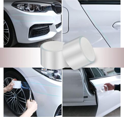 قطعة واحدة من شريط عتبة باب السيارة، ملصق شفاف غير مرئي مضاد للتصادمات، ملصق مضاد للخطوات بطول 32.8 قدم، ملصق حماية الدواسة، مناسب لمعظم السيارات (أبيض) in Kuwait