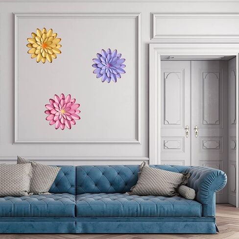 AHYS Metal Wall Art Metal Wall Decor Indoor Outdoor Metal Wall Art Metal Flowers Wall Decor for Living Room Bedroom Bathroom Garden - 12Inch - Purple in Saudi Arabia