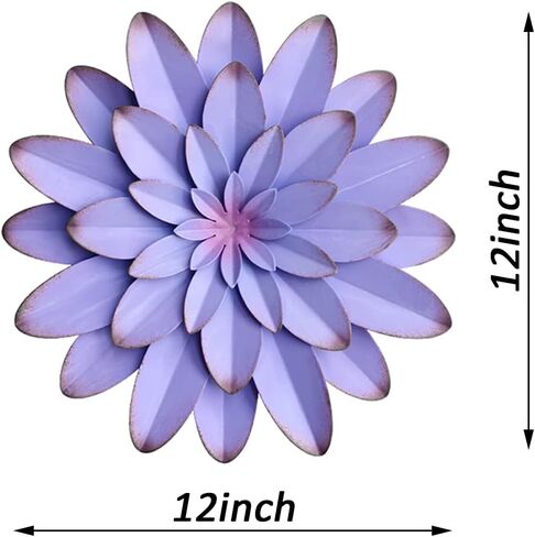 AHYS Metal Wall Art Metal Wall Decor Indoor Outdoor Metal Wall Art Metal Flowers Wall Decor for Living Room Bedroom Bathroom Garden - 12Inch - Purple in Saudi Arabia