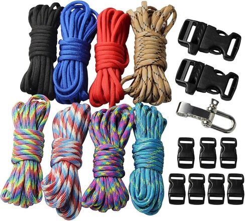 UOOOM 18 pcs Paracord Bracelet kit with Buckles Parachute Cord Outdoor Survival Rope Set DIY Manual Braiding in Saudi Arabia