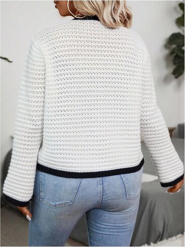 GORGLITTER Women's Plus Size Button Up Cardigan Long Sleeve Open Front Knitted Sweater Cardigans in Saudi Arabia