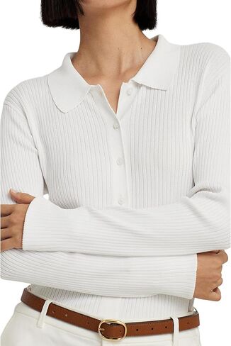 Lauren Ralph Lauren Women's Rib-Knit Long-Sleeve Polo Cardigan in Saudi Arabia
