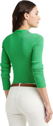 Lauren Ralph Lauren Women's Rib-Knit Long-Sleeve Polo Cardigan in Saudi Arabia
