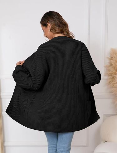 SPR&JOY Women’s Lantern Sleeve Cardigan Sweaters, Drop Shoulder Open Front Knit Tops, Solid Loose Outwear Coats with Pockets in Saudi Arabia
