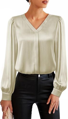 Youtalia Winter Tops for Women 2024 Chiffon Blouse Long Sleeve Silk Tops Satin Blouses for Business Dressy in Saudi Arabia
