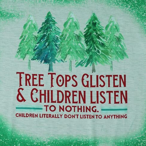 Teacher Christmas Shirt Women Tree Tops Glisten Children Listen Bleached Tee Cute Tree Graphic Teacher Gift Shirts in Kuwait