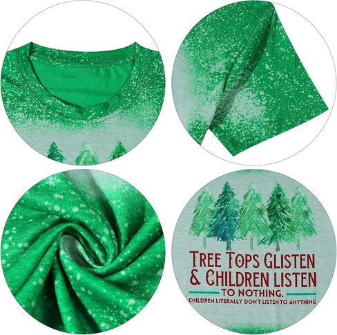 Teacher Christmas Shirt Women Tree Tops Glisten Children Listen Bleached Tee Cute Tree Graphic Teacher Gift Shirts in Kuwait