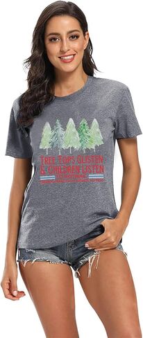Teacher Christmas Shirt Women Tree Tops Glisten Children Listen Bleached Tee Cute Tree Graphic Teacher Gift Shirts in Kuwait