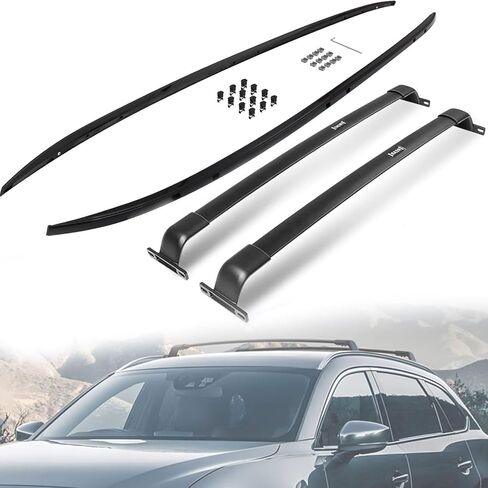 220 رطل سقف رف العارضة يصلح لمازدا CX9 CX-9 2016-2023 الألومنيوم عبر القضبان، الثقيلة البضائع العارضة سقف السكك الحديدية الأمتعة البضائع السوداء in Kuwait