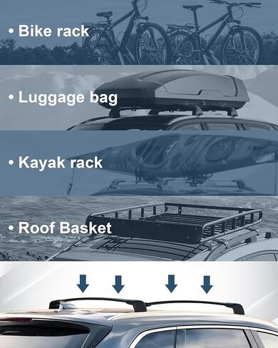 220 رطل سقف رف العارضة يصلح لمازدا CX9 CX-9 2016-2023 الألومنيوم عبر القضبان، الثقيلة البضائع العارضة سقف السكك الحديدية الأمتعة البضائع السوداء in Kuwait