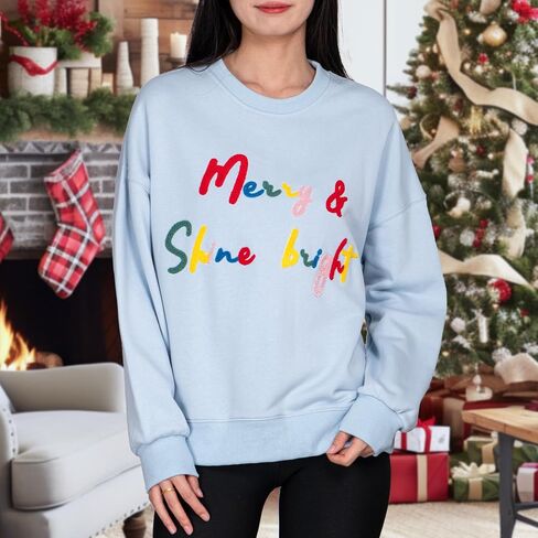 2025 Embroidered Graphic Sweatshirts for Women Teen Girls Cotton Hoodie Comfrt Casual Y2K Christmas Sweater in Saudi Arabia