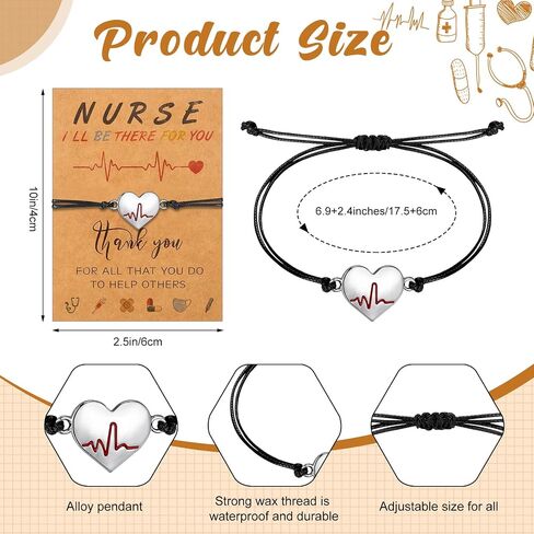Sureio 24 Sets Christmas Nurse Week Gifts Nurse Heart Bracelet Nursing Appreciation Gifts with Card for Student Practitioner(Heart) in Kuwait