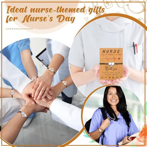 Sureio 24 Sets Christmas Nurse Week Gifts Nurse Heart Bracelet Nursing Appreciation Gifts with Card for Student Practitioner(Heart) in Kuwait