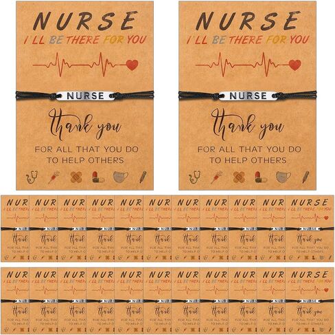 Sureio 24 Sets Christmas Nurse Week Gifts Nurse Heart Bracelet Nursing Appreciation Gifts with Card for Student Practitioner(Heart) in Kuwait
