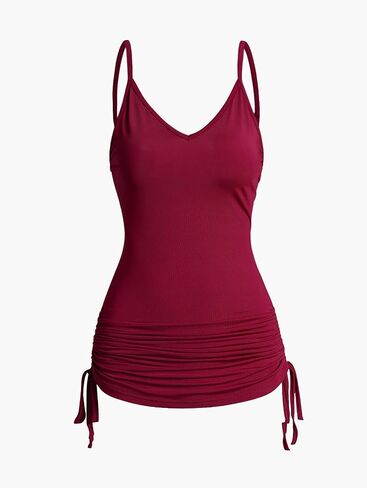 DRESSFO Women's Skull and Slogan Print Oblique Shoulder T Shirt and Cinched Ruched Tank Top Set in Saudi Arabia