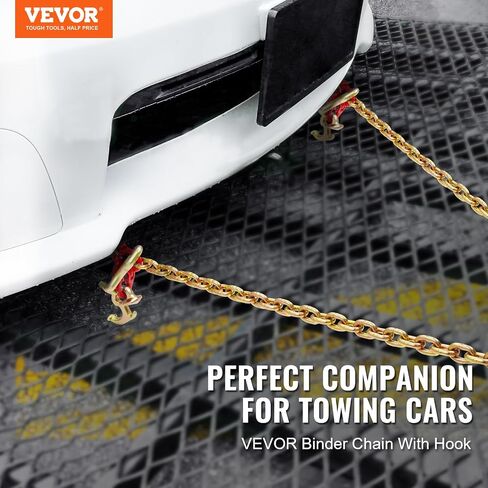VEVOR G80 V Bridle Chain, 5/16" x 3' Towing Chain Bridle with R Hooks, T Hooks, J Hooks and Grab Hooks, Transport Tow Chain Bridle with 10800 lbs Safe Working Load for Flatbed Truck Wrecker Recovery in Saudi Arabia