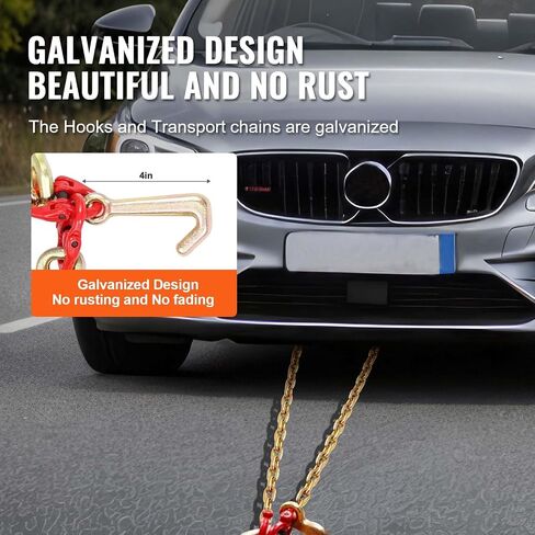 VEVOR G80 V Bridle Chain, 5/16" x 3' Towing Chain Bridle with R Hooks, T Hooks, J Hooks and Grab Hooks, Transport Tow Chain Bridle with 10800 lbs Safe Working Load for Flatbed Truck Wrecker Recovery in Saudi Arabia