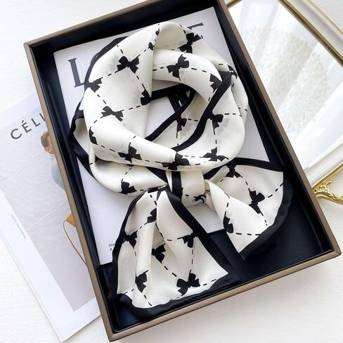 100% Mulberry Silk Scarf for Women - 59"*6.3" Long Headscarf Neck Scarf Hair Wraps - Shawls with Gift Packed in Saudi Arabia