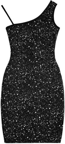 WDIRARA Girl's Sequin Asymmetrical Neck Sleeveless Party Bodycon Midi Dress in Saudi Arabia