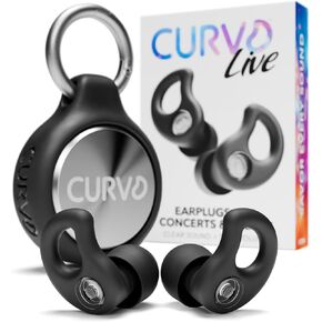 CURVD Live Stylish High-Fidelity Concert Earplugs for Live Events up to19 dB Noise Reduction, 5 Tip Sizes & Carry Case