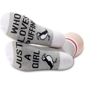 G2TUP 2 Pairs Puffin Bird Lover Gift Just A Girl Who Loves Puffins Socks Seabird Animal Lover Gift Birdwatching Socks