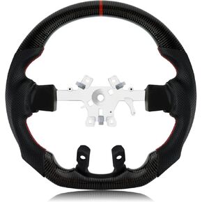 Real Carbon Fiber Steering Wheel With stitching D-shaped Nappa Perforated Leather Flat-bottom Steering Wheel For Dodge RAM 1500 2012-2017 Without paddle holes in Kuwait