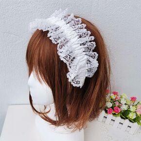 Lolita White Lace Headband, Vintage Cosplay Hair Accessory for Tea Party, Princess