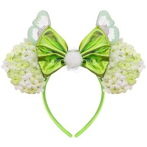 Trnerm Princess Mouse Ears Headband with Sequin Wings Bows, Genie Cosplay Costume for Women