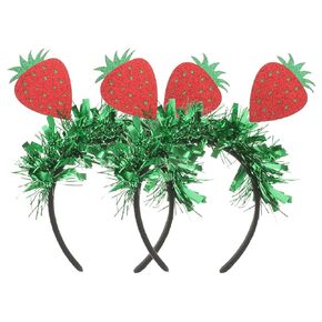 Homoyoyo 2Pcs Glitter Strawberry Tinsel Headband, Women Girl Strawberry Headbands, Strawberry Hair Hoop, Glitter Tinsel Fruit Headband for Easter Luau Party Women Girls Hair Accessories Decor