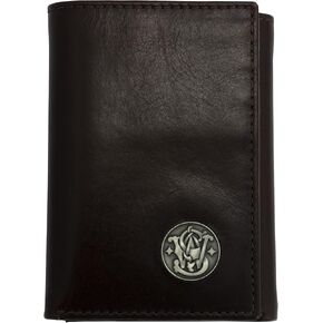 Smith & Wesson Trifold Wallet, 100% Leather Handmade wallet, Gift for him, Black & Brown Color (Brown)
