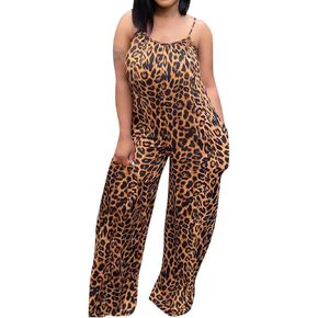 Casual Jumpsuits for Women Maxi Rompers Loose Wide Leg Palazzo Pants Adjustable Spaghetti Straps with Pockets