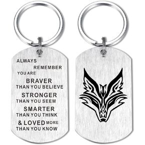 Kisseason Fashion Fox Keychain Inspiratinal Gift Fox Fans Key chain Dog Tag Fox Gift for Men Women