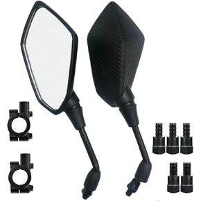 Motorcycle Mirrors,Adjustable Motorcycle Side Mirrors,with 8mm + 10mm Bolt Adapters for Street Bike Sportbike Naked Bike Cruiser Chopper Scooter Moped ATV