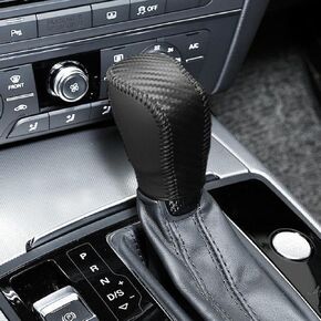 Car Gear Shift Knob Cover, Carbon Fiber Stick Shift Knob Protector, Anti-slip Stick Shifting Handle Cover with Needle & Thread, Car Interior Decoration for Honda Inspire Crider Integra (Black)