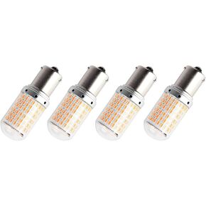1797 1156 BAU15S LED Turn Signal Lights Bulbs PY21W S25 No Anti Hyper Flash Amber Yellow Tail Lamps Front Rear Replacement Super Bright 3014SMD 12V 21W Pack of 4